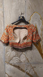 Marble chanderi printed & embroidered blouse (KD-05B/BLS)