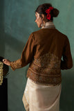 DARK OLIVE TUSSAR EMBROIDERED JACKET (1 PC)