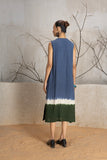 INDIGO BLUE & GREEN TIE & DYE COTTON DRESS (1 PC)