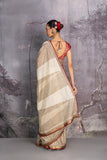 TOOSH &amp; GREY ZARI STRIPE EMBROIDERED SAREE (2 PCS)