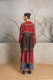 MADDER RED & BROWN LAYERED EMBROIDERED JACKET (1 PC)