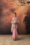 ONION PINK TUSSAR & ORGANZA EMB. TWO-PIECE SAREE SET (3 PCS)