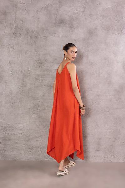 ORANGE COTTON LINEN DRESS (BFW-01D/DRS)