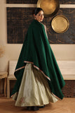 EMERALD GREEN WOOLEN EMBROIDERED SHAWL (1PC)