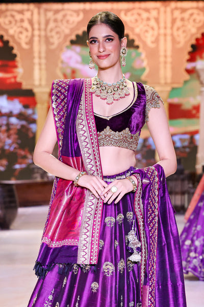 PURPLE DUPION EMB. LEHENGA SET (SK-34)