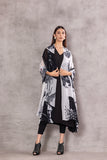 BLACK CHIFFON SLEEVELESS KURTA PAIRED WITH MONOCHROME CHIFFON PRINTED DUPATTA (BW-10)