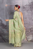 PISTA GREEN TUSSOR GEORGETTE SAREE (1 PC)