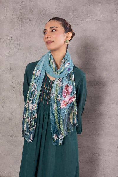 AQUA FORESTA THIN CHANDERI PRINTED STOLE (SV-18/STL)