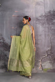 PISTA GREEN CHANDERI EMBROIDERED SAREE (1 PC)