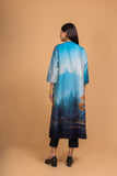 BLUE SILK CHANDERI DAWN PRINTED SHIRT (1 PC)