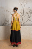 MUSTARD & BLACK KALA COTTON EMBROIDERED DRESS (1 PC)