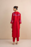 RED EMBROIDERED KURTA SET (2 PCS)