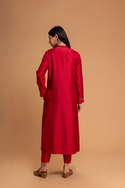 RED DUPION EMB. KURTA SET (2 PCS)
