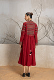 MADDER RED LINEN EMBROIDERED JACKET (1 PC)