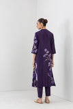 VIOLET ABYSS SILK CHANDERI IRIS LILY PRINTED TUNIC (1 PC)