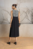 BLACK YOKE COTTON EMBROIDERED DRESS (1 PC)