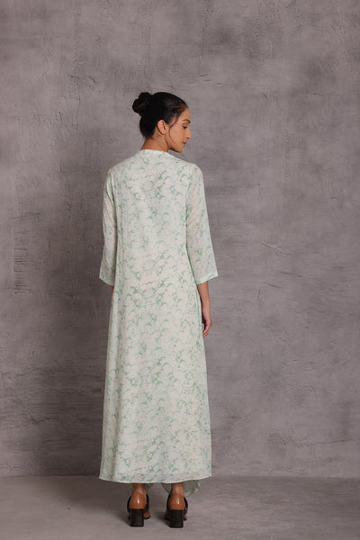 AQUA COTTON MARBLE PRINTED DRAPE DRESS (1 PC)