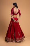 RED MUSHROO EMB LEHENGA SET (3 PCS)