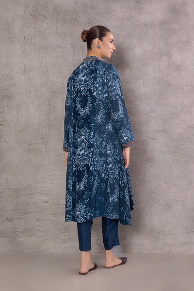 BLUE VISCOSE DUPION DUPION PRINTED EMBROIDERED TAGAAI KURTA (DC-04A/KUR)