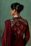 MAROON DUPION EMBROIDERED JACKET (1 PC)