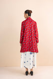 RED RAYON FLORAL PRINTED JACKET (1 PC)