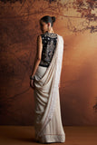 SILVER SILK TISSUE CRINKLE WITH KIRAN LACE SAREE SET  (SE-10)