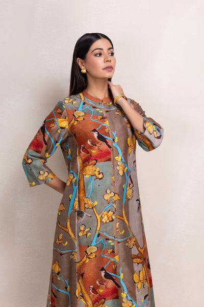 MULTICOLOR SILK CHANDERI PRINTED TUNIC (1 PC)