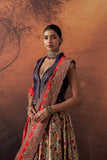 MULTICOLOUR KIMKHWA BORCADE EMB. LEHENGA SET(EVO-05) (5 PCS)