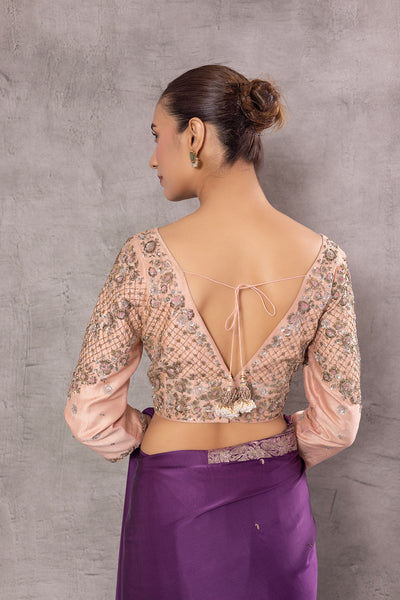 BLUSH DUPION EMBROIDERED BLOUSE