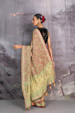 OLIVE GREEN GAJI SILK BANDHANI EMBROIDERED SAREE (1 PC)