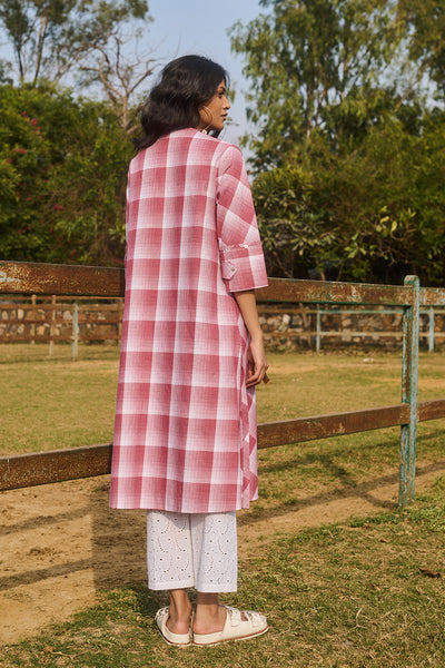 MAROON &amp; WHITE CHECK COTTON JACKET (CM-06/JKT)