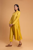 MUSTARD VISC. DUPION EMB. KURTA (2 PCS)