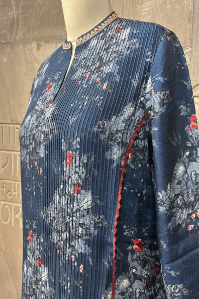BLUE DUPION FLORAL PRINTED TUNIC ( DC-03A) (1 PC)