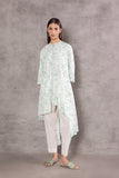 MINT MARBLE ABSTRACT COTTON PRINTED ASSYMETRICAL TUNIC (TNC-22)