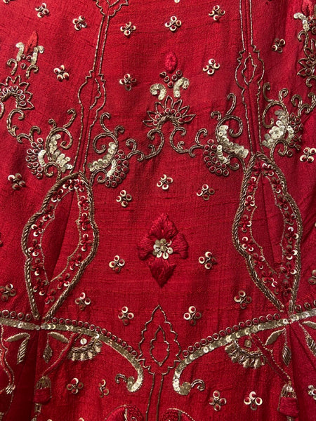 Crimson dupion embroidered lehenga (SL-03)