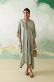 AQUA MODAL SATIN COLORFUL IRIS PETAL EMB KAFTAN (1 PC)