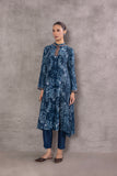 BLUE VISCOSE DUPION DUPION PRINTED EMBROIDERED TAGAAI KURTA (DC-04A/KUR)