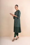 SHADES OF GREEN STRIPE PRINTED & EMBROIDERED KURTA SET (2 PCS)