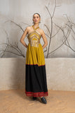 MUSTARD & BLACK KALA COTTON EMBROIDERED DRESS (1 PC)