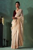 GOLD SILK TUSSAR TISSUE EMBROIDERED SAREE WITH UNSTITCHED BLOUSE (1 PC)