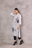 IVORY CHIFFON FOREST STRIPE PRINTED TUNIC (BW-08A)