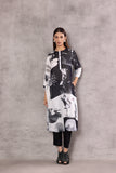 MONOCHROME CHIFFON BOTANICAL PRINTED TUNIC (BW-10A)