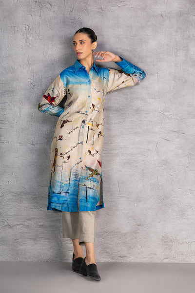 TOOSH & BLUE DUPION PRINTED SHIRT (1 PC)