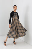 BEIGE WOOLEN CHEQUERED DRESS (1 PC)