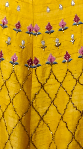 Yellow silk dupion embroidered lehenga (SK-12/LEH-CAN)