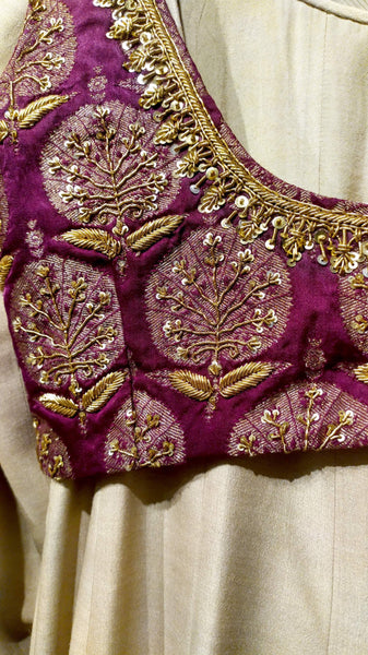 Toosh matin tussor floral embroidered anarkali set (SK-39/ANK +BLS+SHR)
