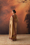 GOLD TISSUE SAREE WITH RED BORDER & UNSTITCHED BLOUSE (2 PCS)
