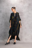 BLACK GAJI SILK DRAPE DRESS (1 PC)