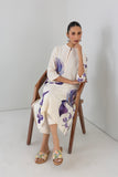 DOVE MIST SILK CHANDERI IRIS LILY PRINTED TUNIC (1 PC)