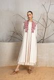 IVORY & RED LINEN EMBROIDERED JACKET (1 PC)